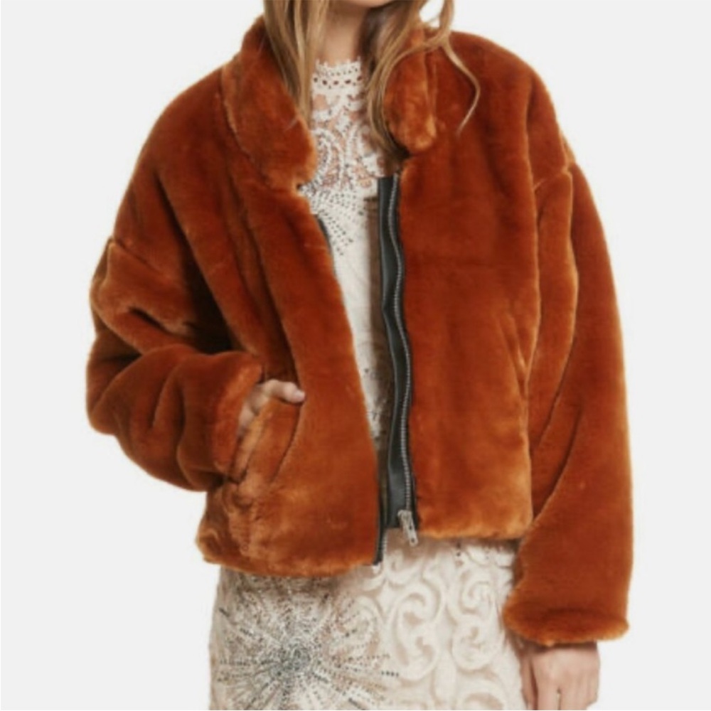 Free People Furry Bomber Jacket